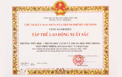 Danh hiệu Tập thể Lao động xuất sắc năm học 2012 - 2013