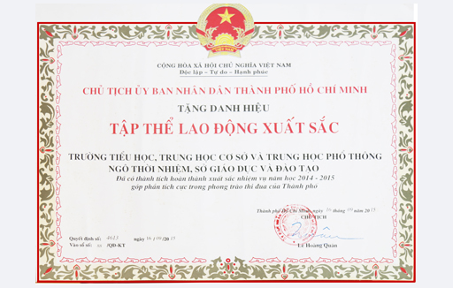 Danh hiệu Tập thể Lao động xuất sắc năm học 2014 - 2015
