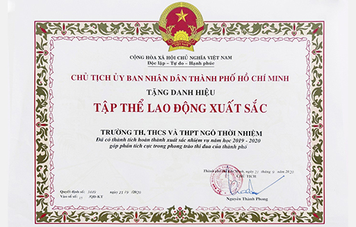 Danh hiệu Tập thể Lao động xuất sắc năm học 2019 - 2020