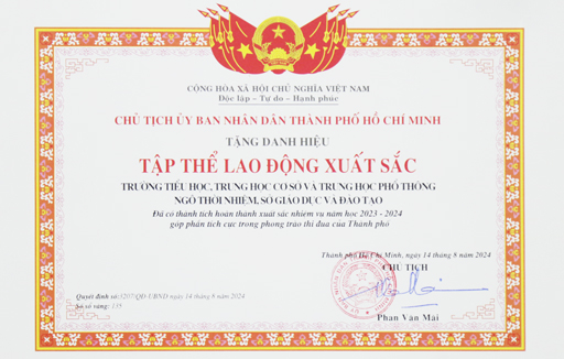 Danh hiệu Tập thể Lao động xuất sắc năm học 2023 - 2024